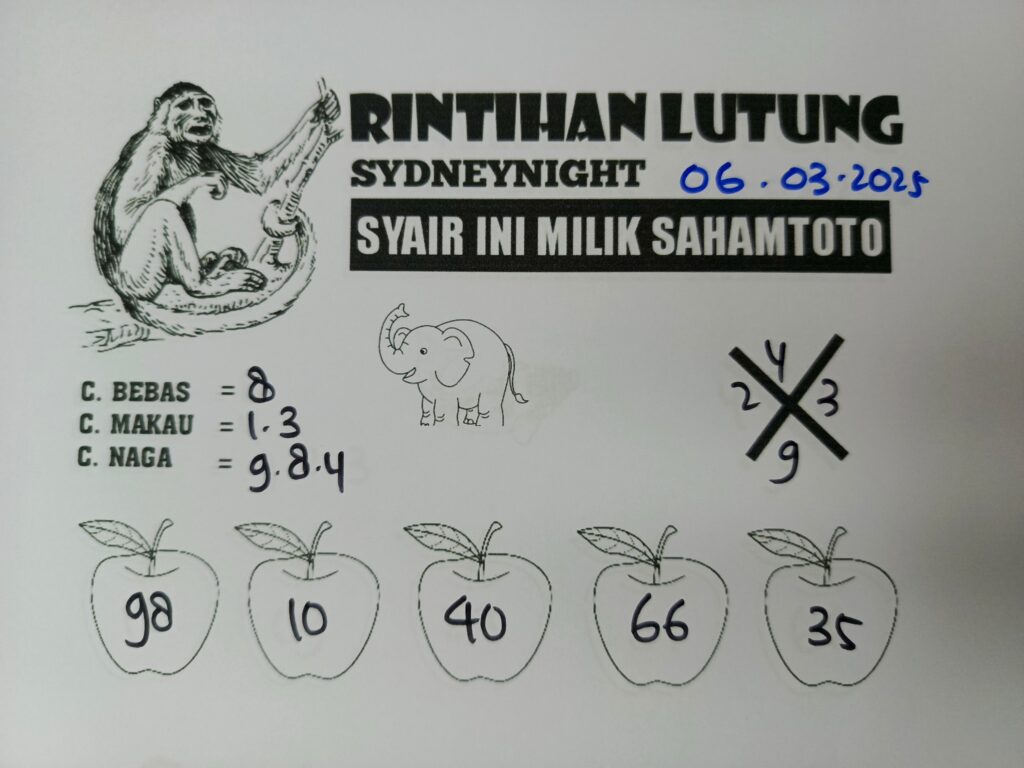 Syair Rintihan Lutung Sydney Night Kamis 06 Maret 2025