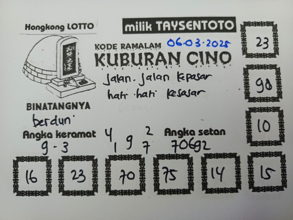 Syair Kuburan Cino HK Hari Kamis, 06 Maret 2025