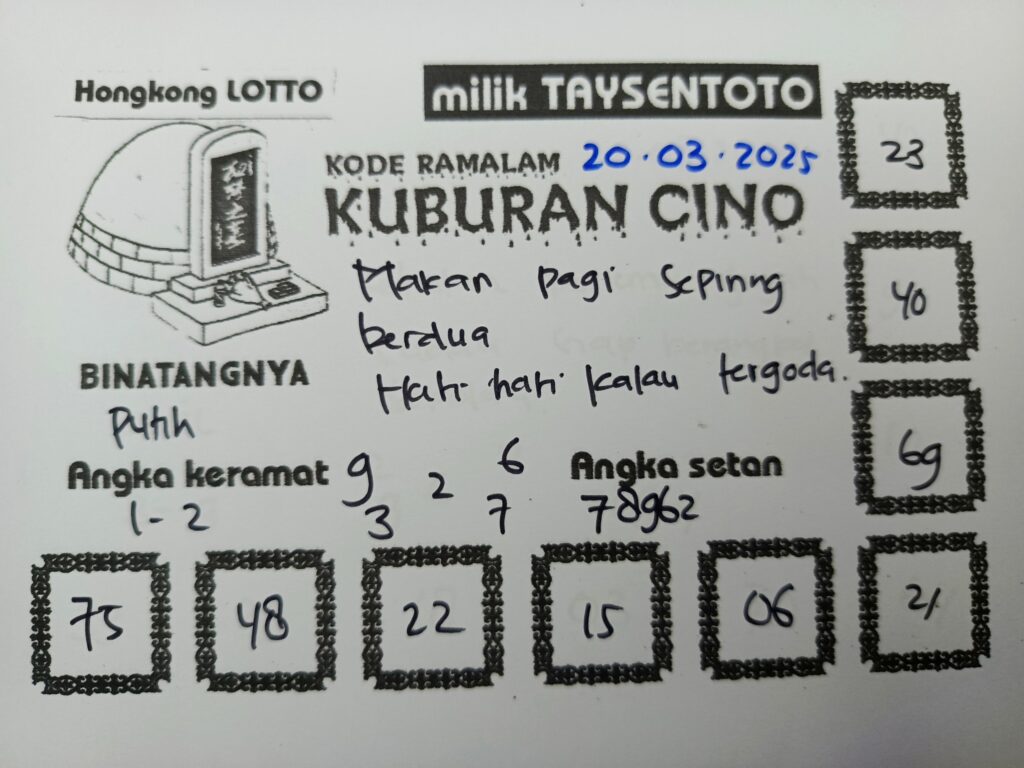 Syair Kuburan Cino HK Hari Kamis, 20 Maret 2025