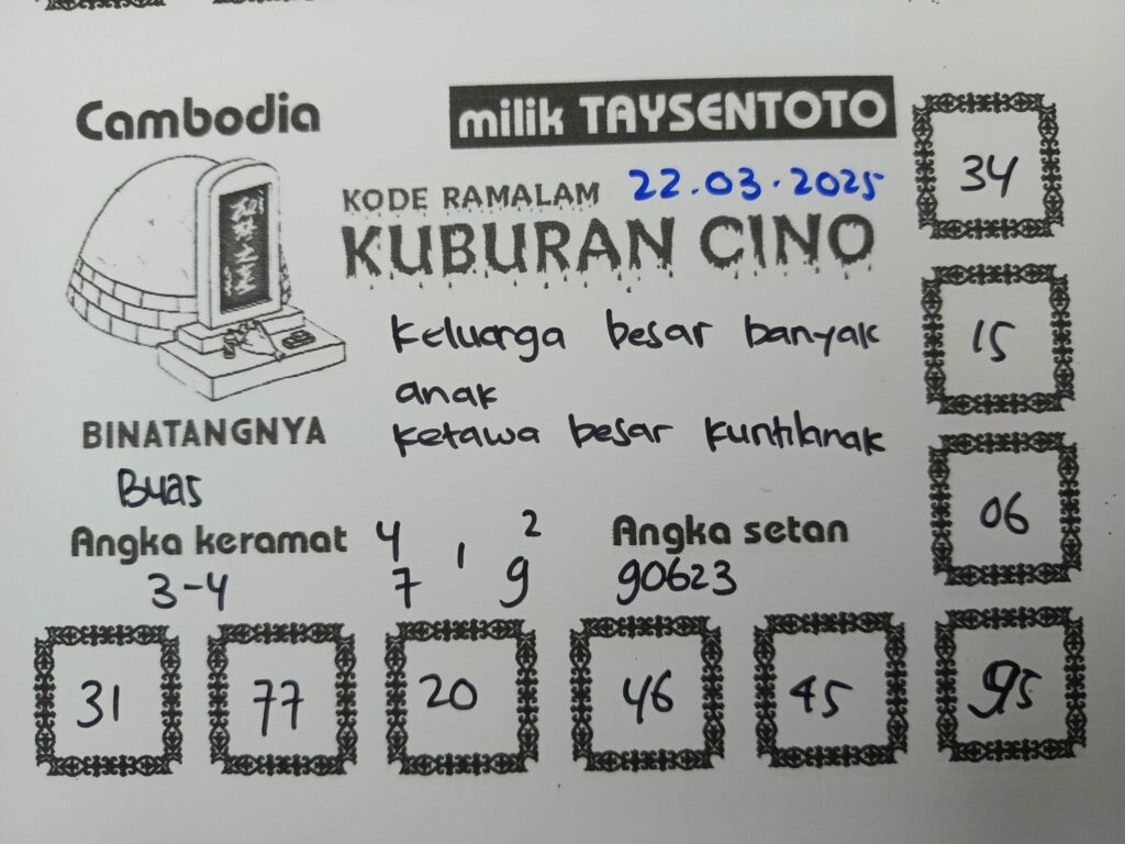 Syair Kuburan Cino Cambodia Hari Ini Sabtu, 22 Maret 2025