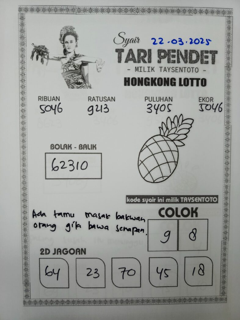 Syair Tari Pendet HK Hari Sabtu, 22 Maret 2025