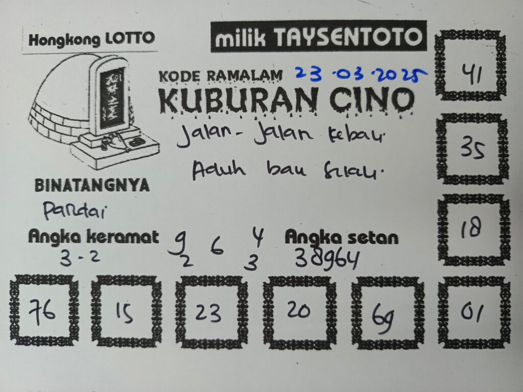 Syair Kuburan Cino HK Hari Minggu, 23 Maret 2025