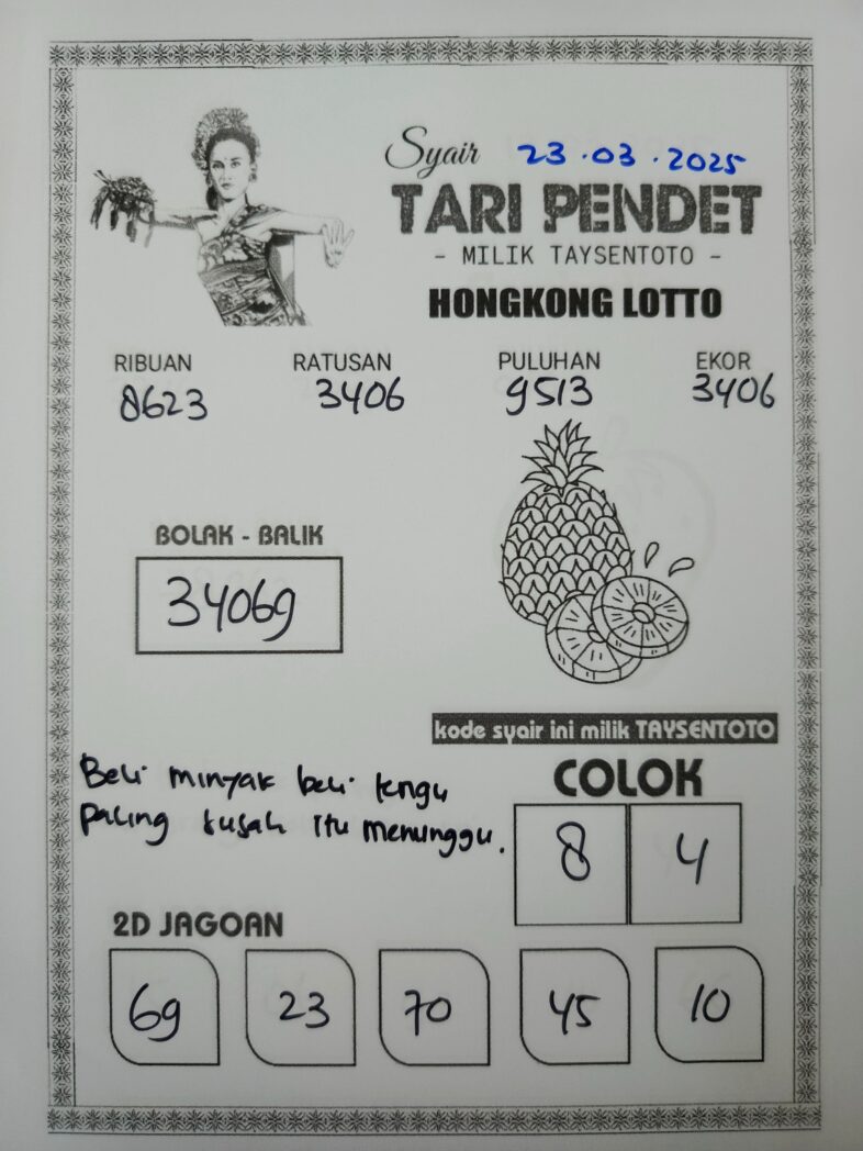 Syair Tari Pendet HK Hari Minggu, 23 Maret 2025