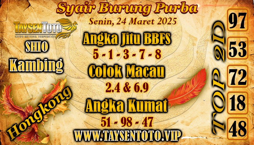 Syair Burung Purba HK Hari Senin, 24 Maret 2025