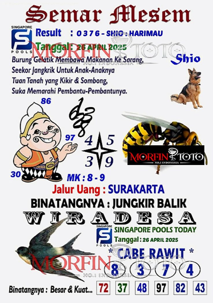 SYAIR TOGEL SEMAR MESEM  SINGAPORE 26  APRIL 2025