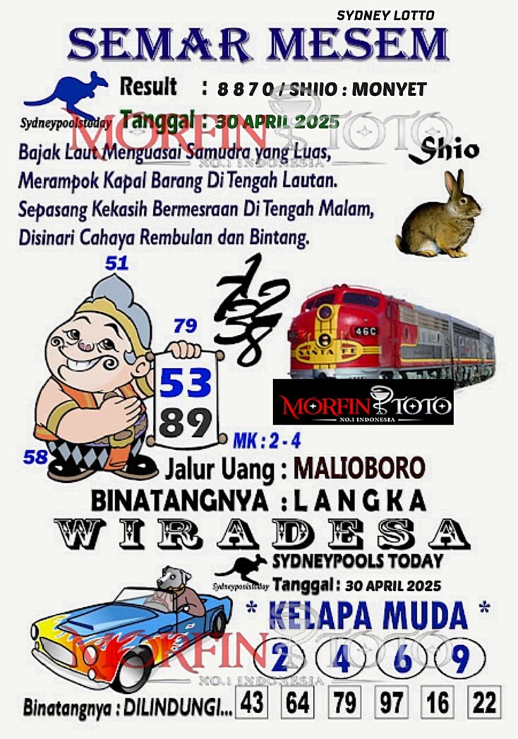 SYAIR TOGEL SEMAR MESEM  SYDNEY LOTTO 30 APRIL 2025