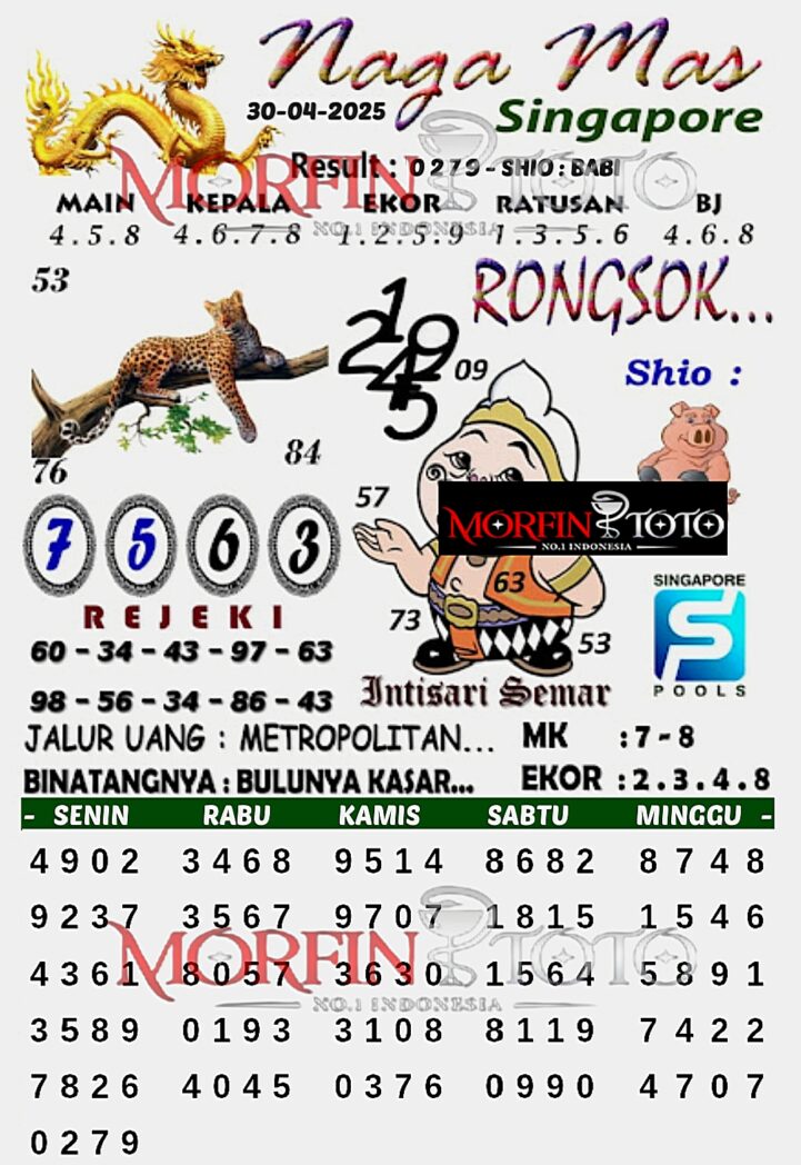SYAIR TOGEL NAGA MAS  SINGAPORE 30 APRIL 2025