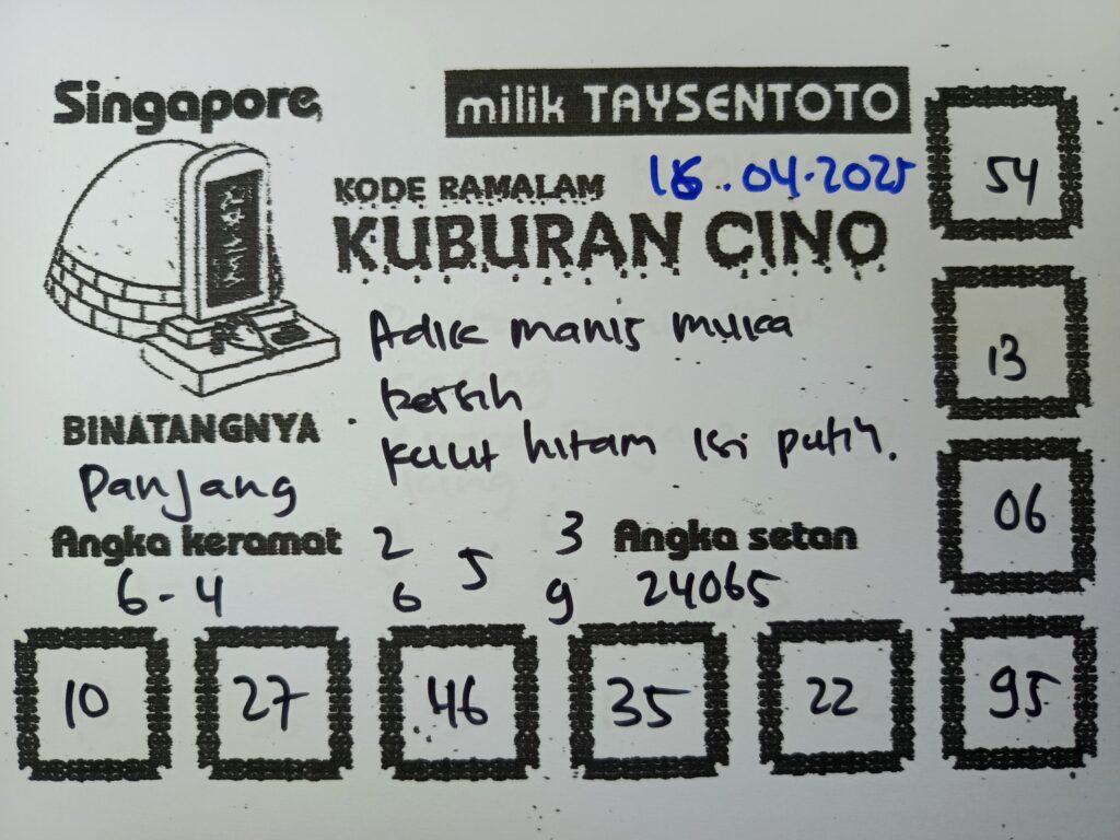 Syair Kuburan Cino SGP Hari ini Rabu, 16 April 2025