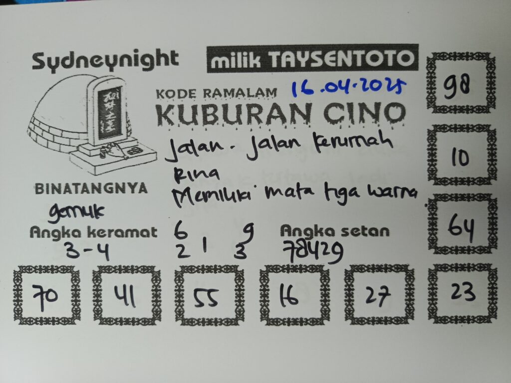 Syair Kuburan Cino SydneyNight Hari ini Rabu, 16 April 2025
