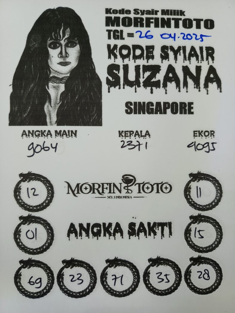 SYAIR TOGEL SUZANA  SINGAPORE 26  APRIL 2025