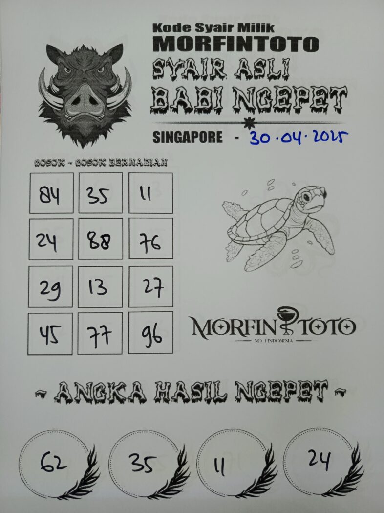 SYAIR TOGEL BABI NGEPET SINGAPORE 30 APRIL 2025