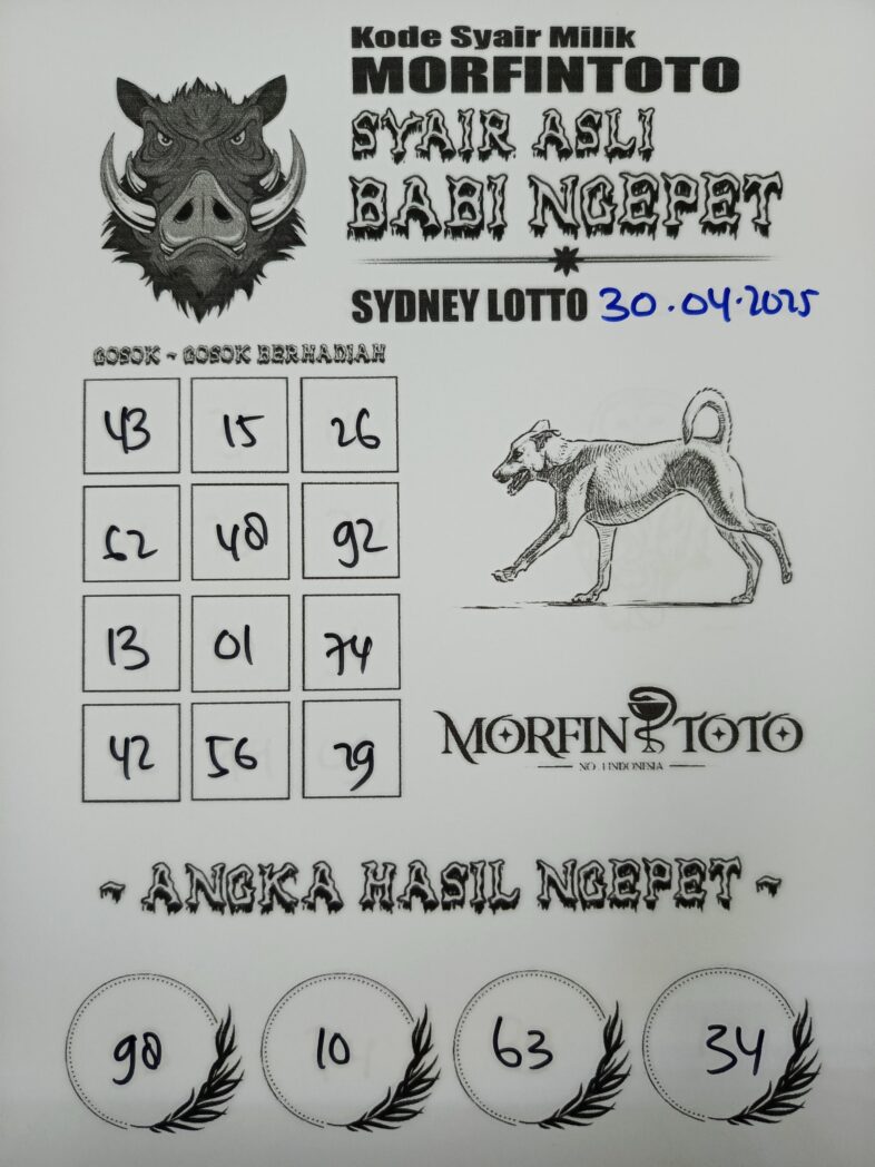 SYAIR TOGEL BABI NGEPET SYDNEY LOTTO 30 APRIL 2025