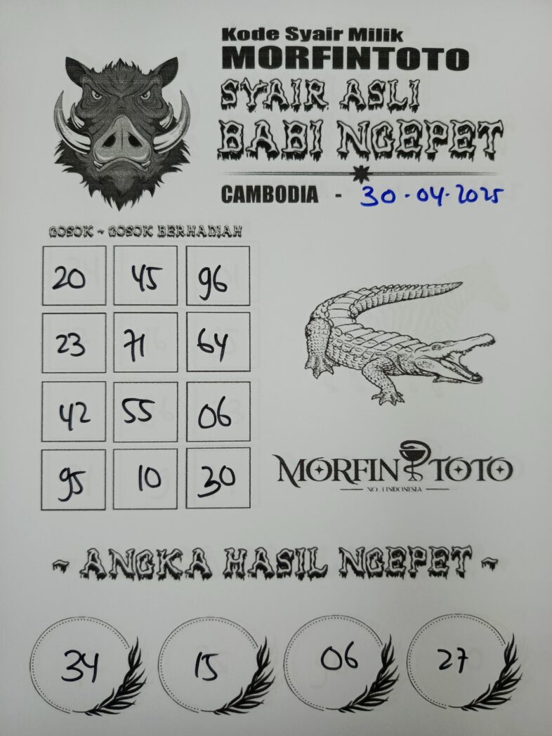 SYAIR TOGEL SENTANA  CAMBODIA  30  APRIL 2025