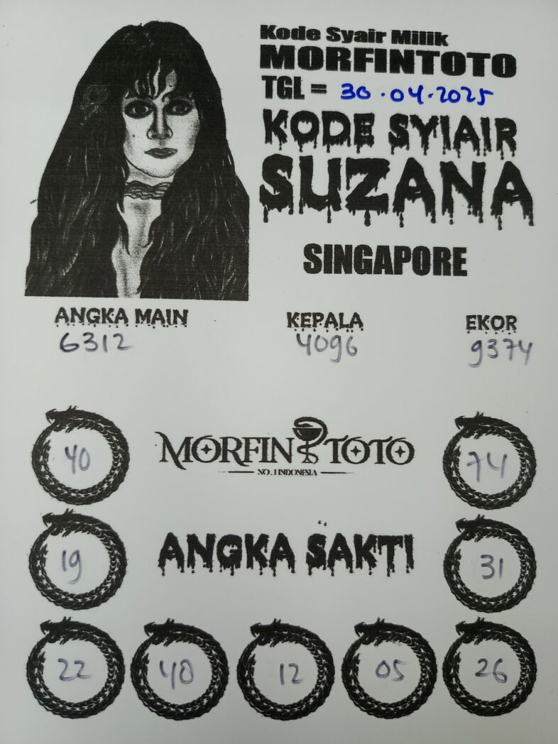 SYAIR TOGEL SUZANA  SINGAPORE 30 APRIL 2025