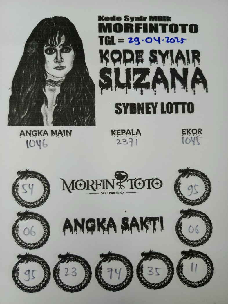 SYAIR TOGEL SUZANA  SYDNEY LOTTO 29 APRIL 2025