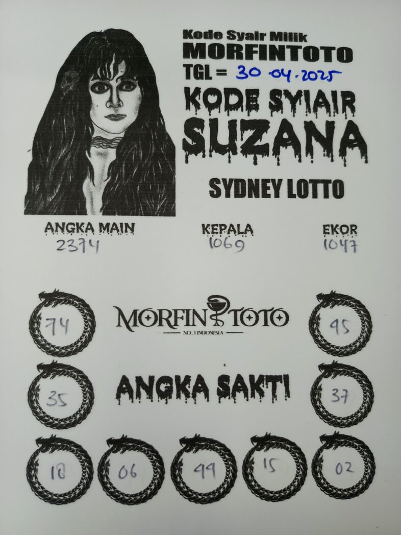 SYAIR TOGEL SUZANA  SYDNEY LOTTO 30 APRIL 2025