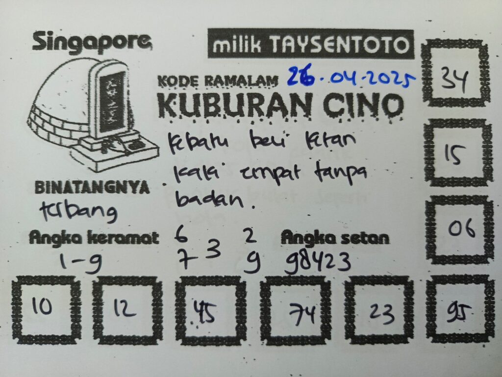 Syair Kuburan Cino SGP Hari ini Sabtu, 26 April 2025