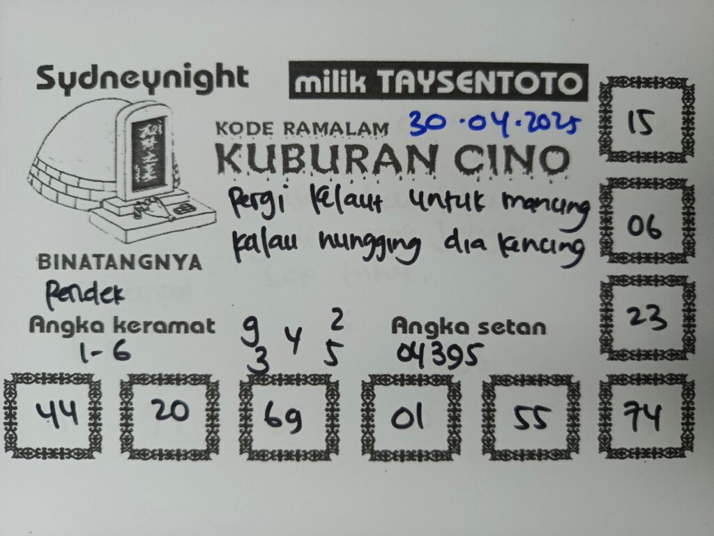 Syair Kuburan Cino SydneyNight Hari ini Rabu, 30 April 2025