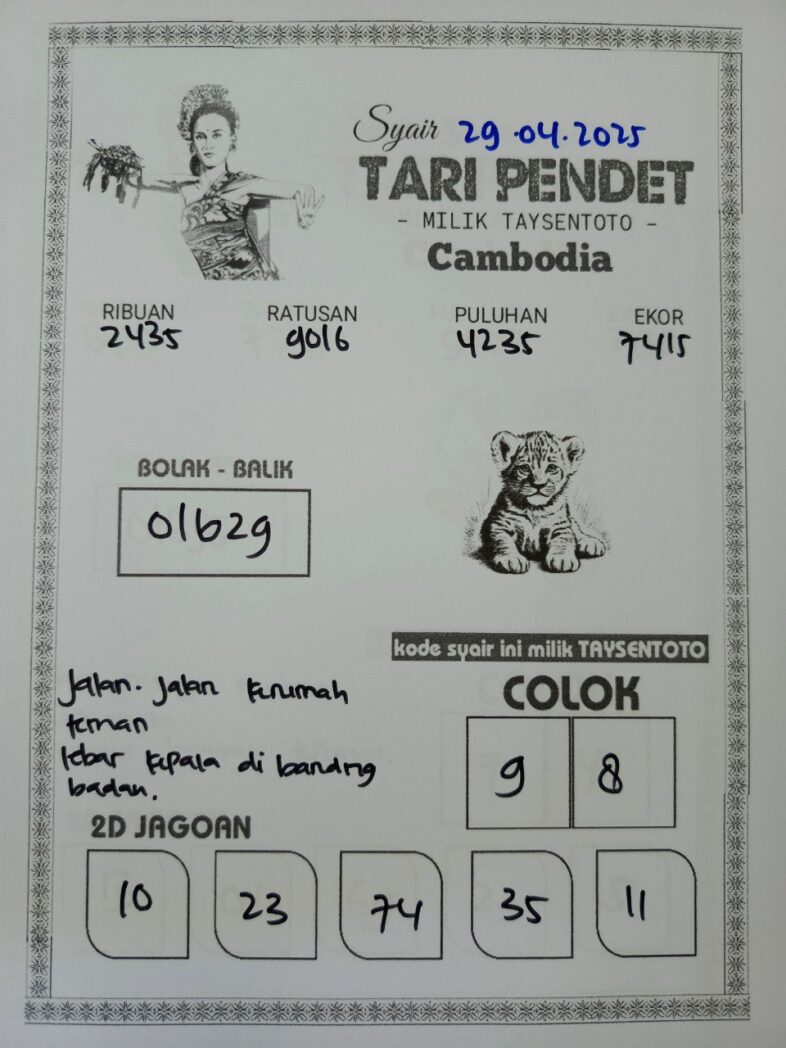 Syair Tari Pendet Cambodia Hari Ini Selasa, 29 April 2025