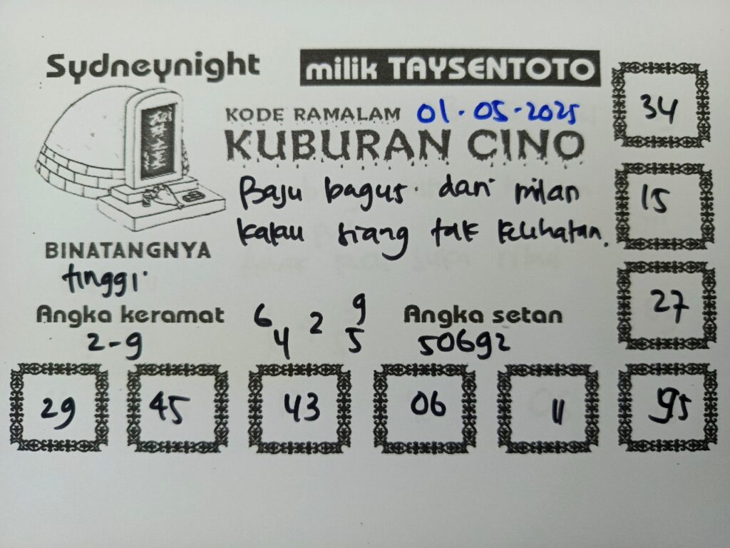Syair Kuburan Cino SydneyNight Hari ini Kamis, 01 Mei 2025