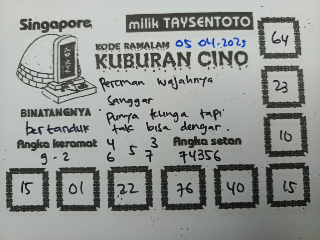 Syair Kuburan Cino SGP Hari ini Sabtu, 05 April 2025