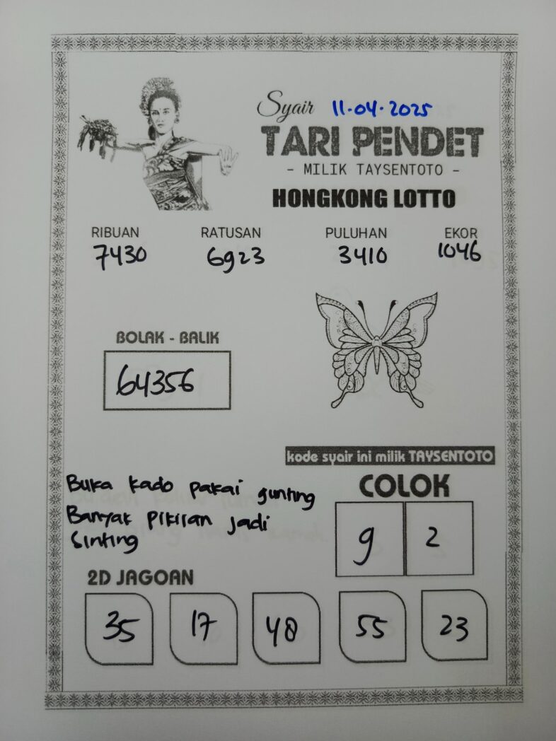 Syair Tari Pendet HK Hari Jumat, 11 April 2025