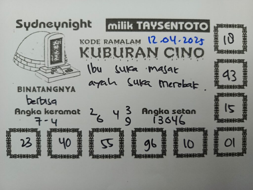 Syair Kuburan Cino SydneyNight Hari ini Sabtu, 12 April 2025