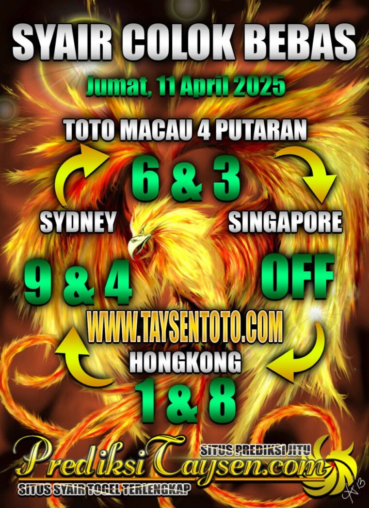Syair Colok Bebas Toto Macau hari ini Jumat, 11 April 2025