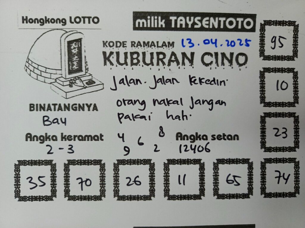 Syair Kuburan Cino HK Hari Minggu, 13 April 2025