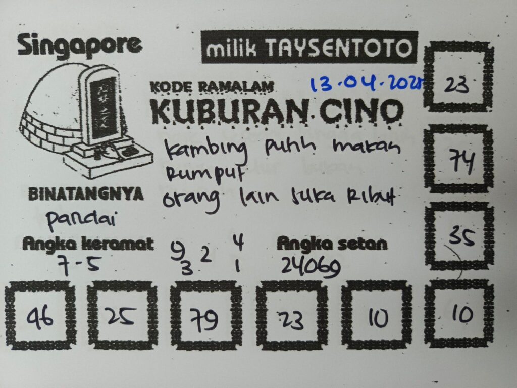 Syair Kuburan Cino SGP Hari ini Minggu, 13 April 2025