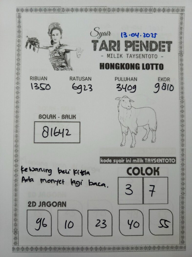 Syair Tari Pendet HK Hari Minggu, 13 April 2025