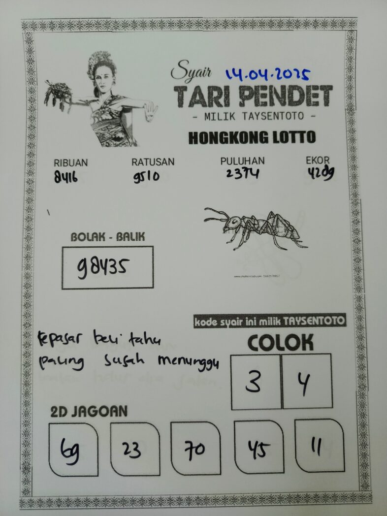 Syair Tari Pendet HK Hari Senin, 14 April 2025
