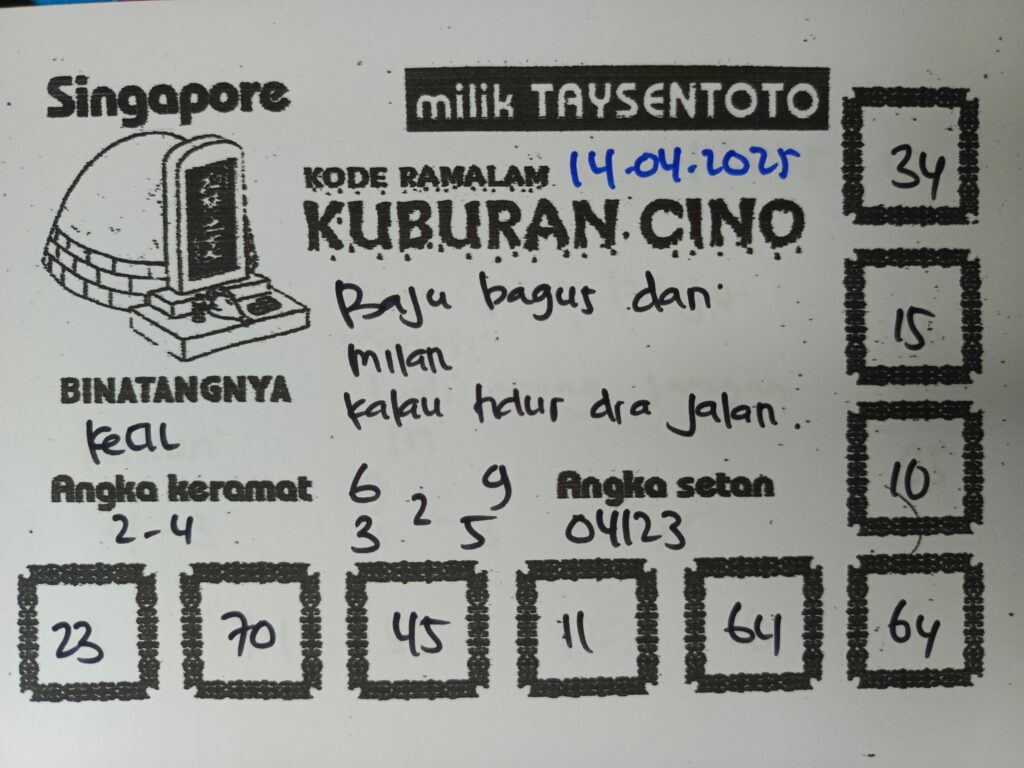 Syair Kuburan Cino SGP Hari ini Senin, 14 April 2025