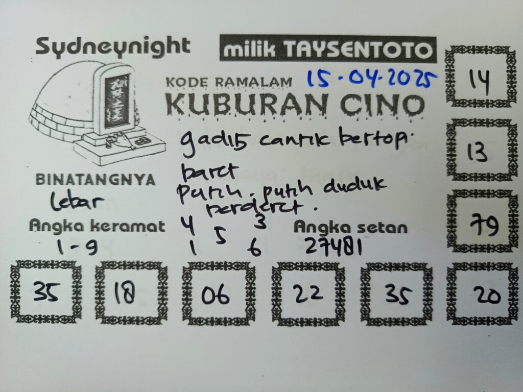Syair Kuburan Cino SydneyNight Hari ini Selasa, 15 April 2025