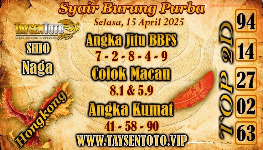 Syair Burung Purba HK Hari Selasa, 15 April 2025