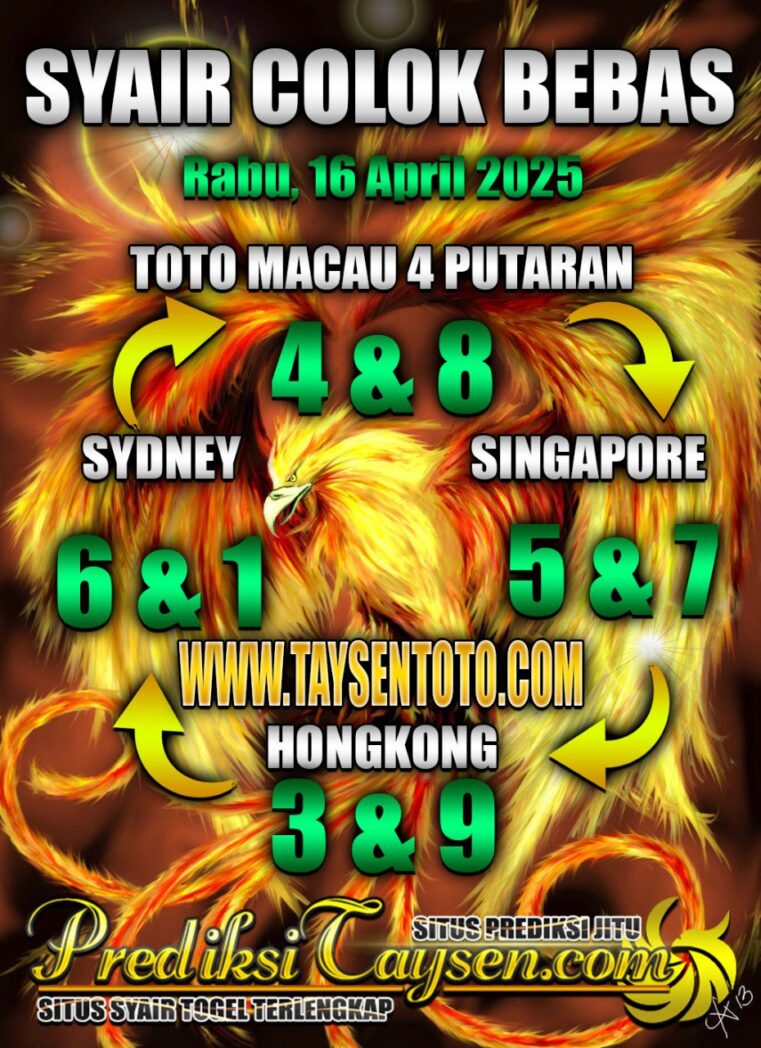 Syair Colok Bebas Singapore hari ini Rabu, 16 April 2025