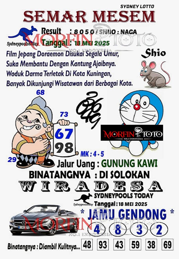 SYAIR TOGEL SEMAR MESEM  SYDNEY LOTTO 18 MEI 2025