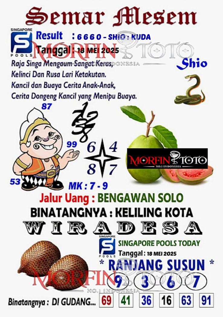 SYAIR TOGEL SEMAR MESEM  SINGAPORE 18 MEI 2025