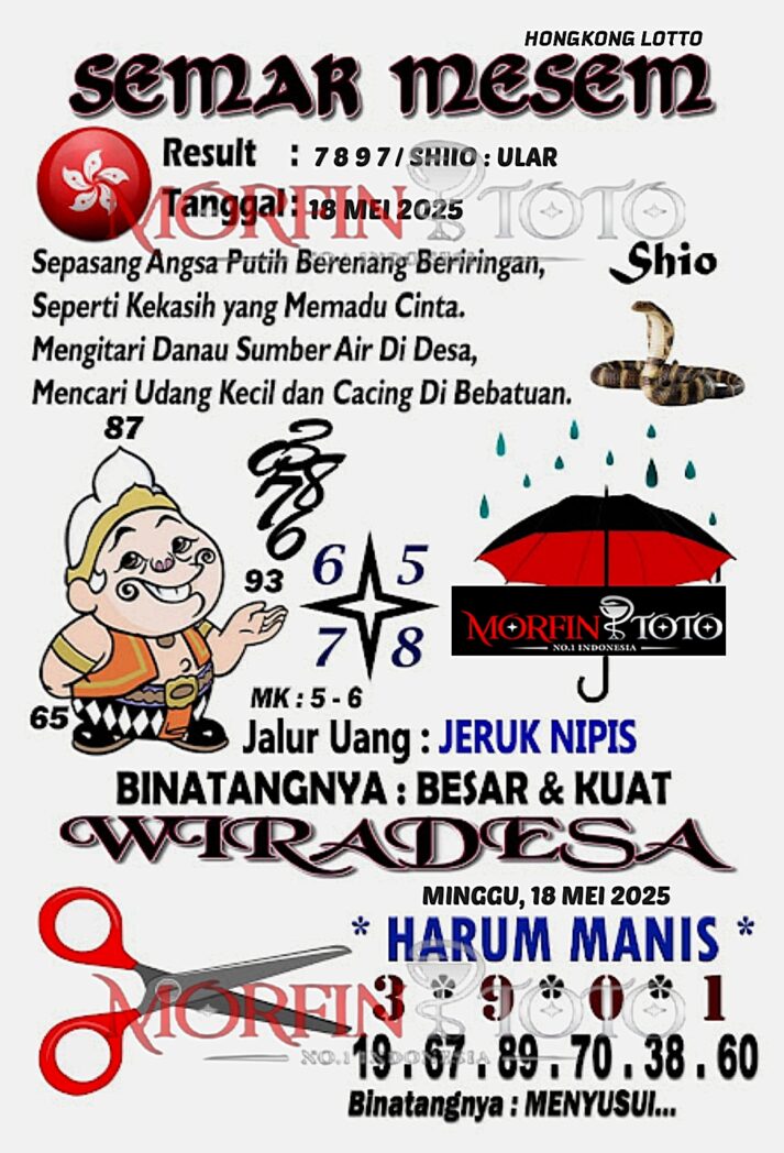 SYAIR TOGEL SEMAR MESEM  HONGKONG LOTTO 18 MEI 2025