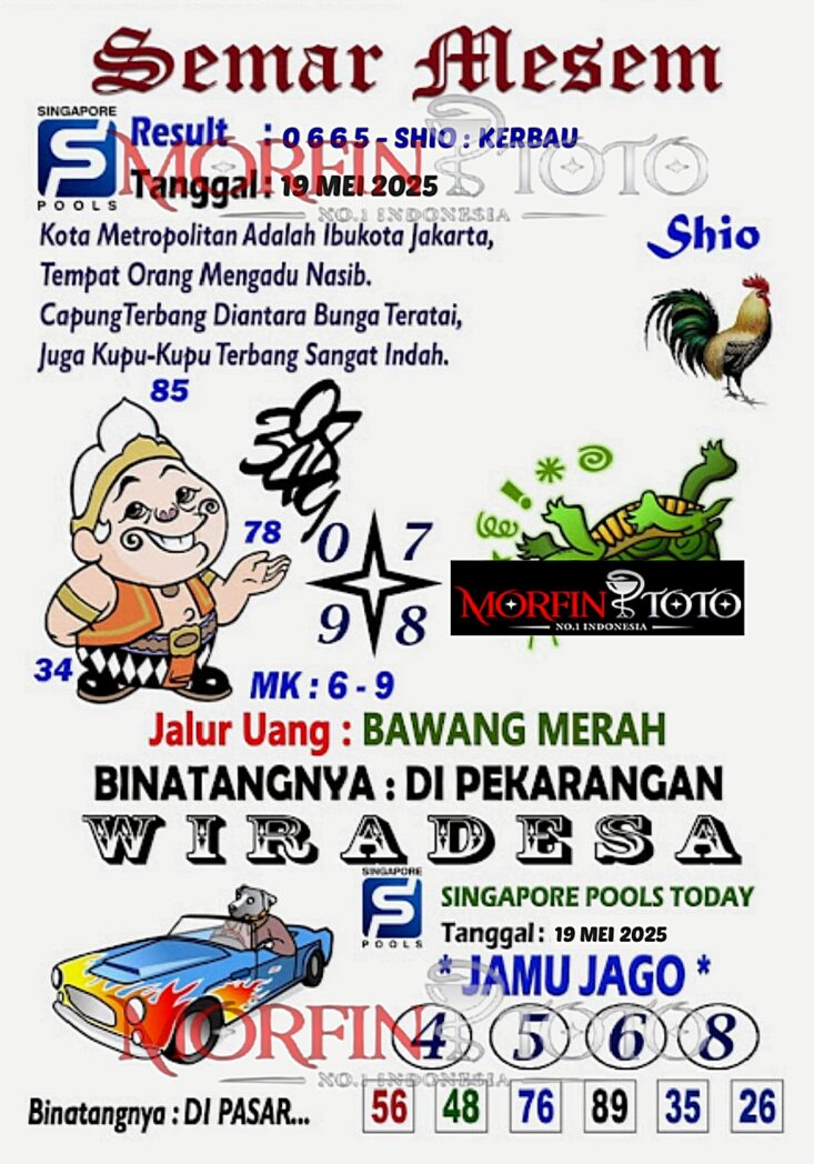 SYAIR TOGEL SEMAR MESEM  SINGAPORE 19 MEI 2025