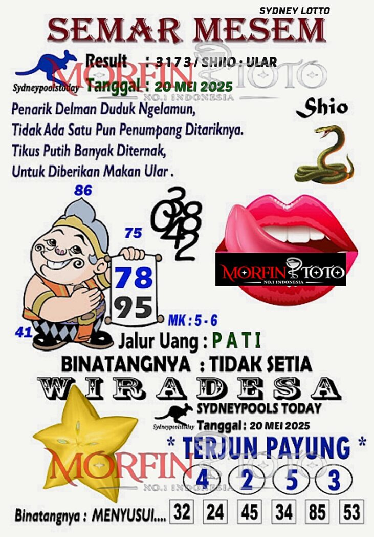 SYAIR TOGEL SEMAR MESEM  SYDNEY LOTTO 20 MEI 2025