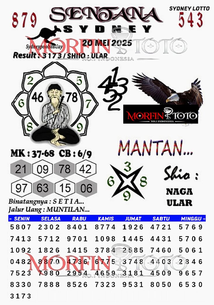 SYAIR TOGEL SENTANA  SYDNEY LOTTO 20 MEI 2025