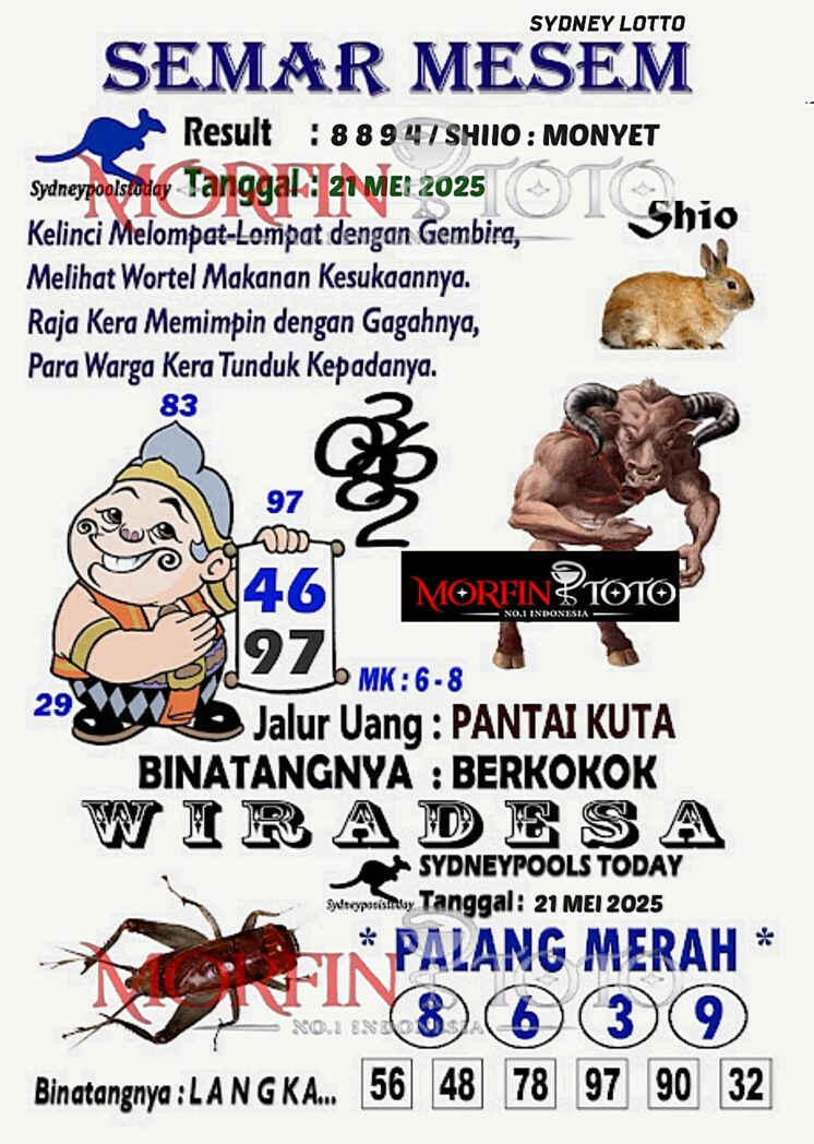 SYAIR TOGEL SEMAR MESEM  SYDNEY LOTTO 21 MEI 2025