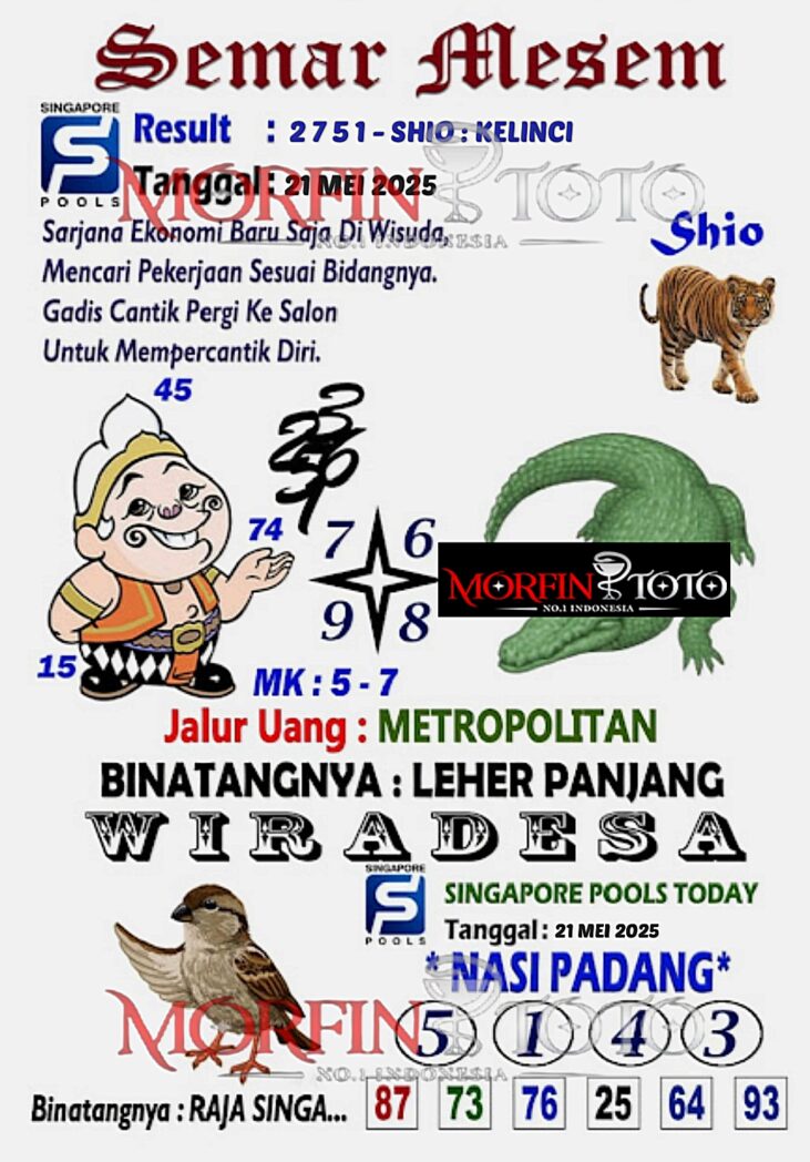 SYAIR TOGEL SEMAR MESEM  SINGAPORE 21 MEI 2025