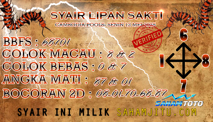 Syair Lipan Sakti Cambodia pools Hari Ini Senin 12 Mei 202