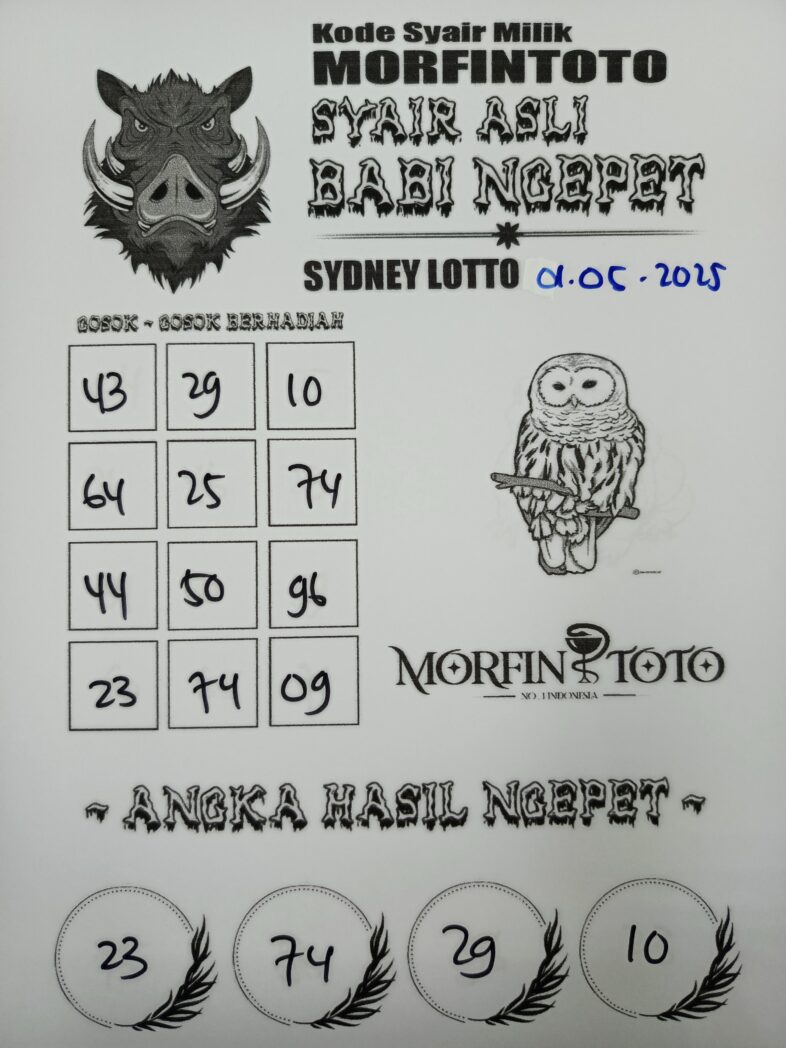 SYAIR TOGEL BABI NGEPET SYDNEY LOTTO 01 MEI 2025