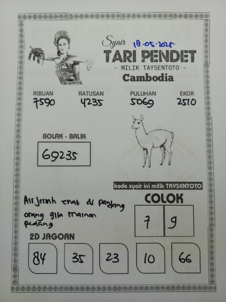 Syair Tari Pendet Cambodia Hari Ini Minggu, 18 Mei 2025