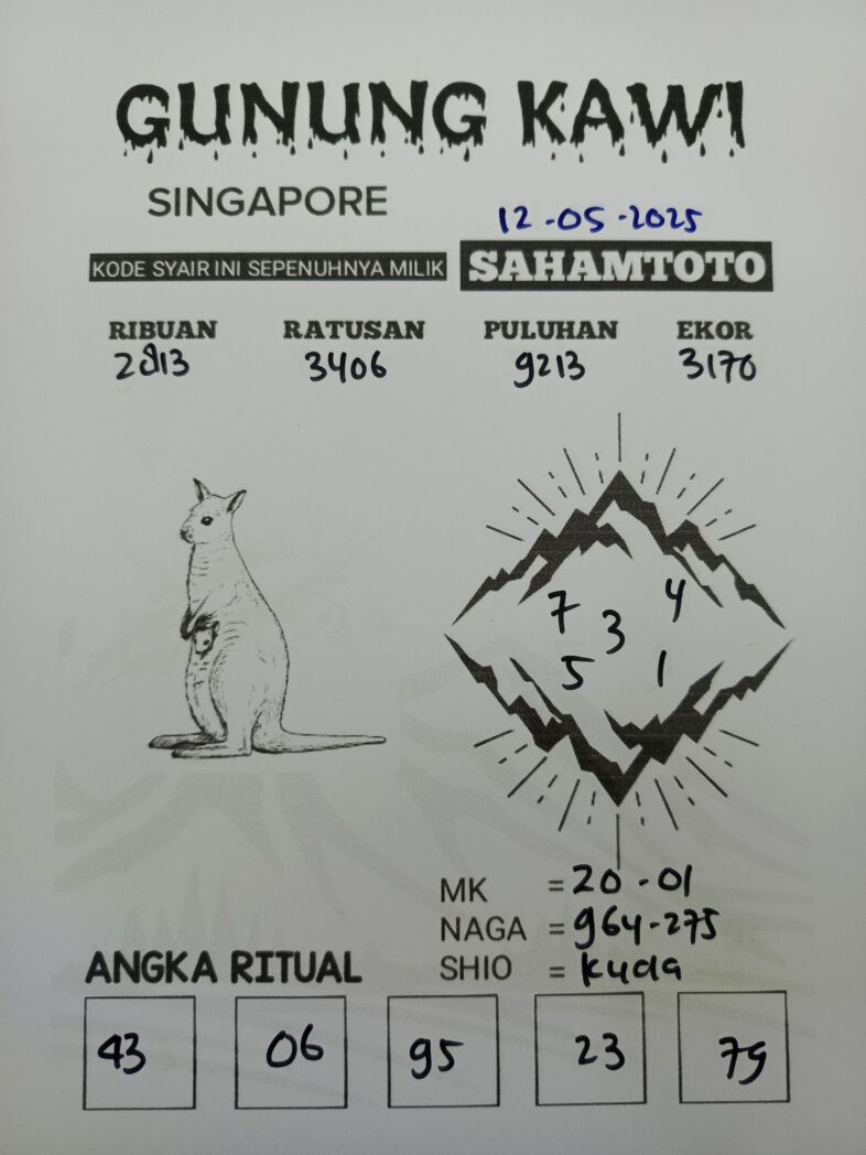 Syair Gunung Kawi Singapore Pools Hari Ini Senin 12 Mei 2025