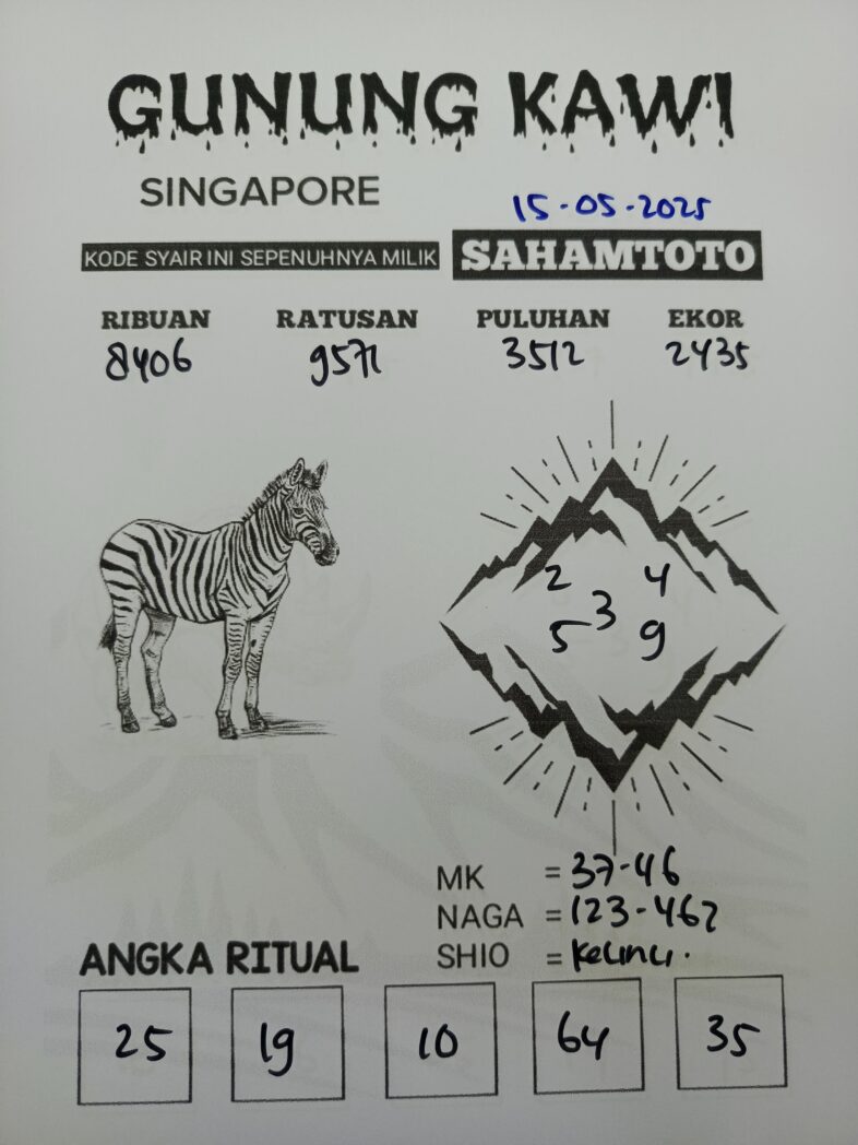 Syair Gunung Kawi Singapore Pools Hari Ini Kamis 15 Mei 2025