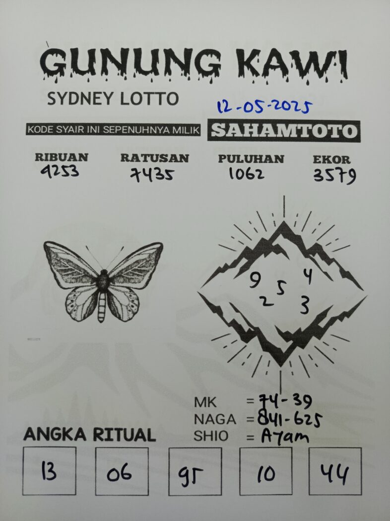 Syair Gunung Kawi SYDNEY LOTTO Hari Ini Senin 12 Mei 2025